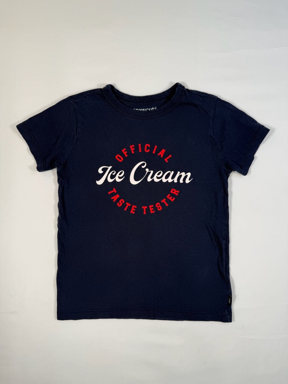 CREWCUTS Boys XS T Shirt Ice Cream Graphic Navy Tee Playful Summer Streetwear
